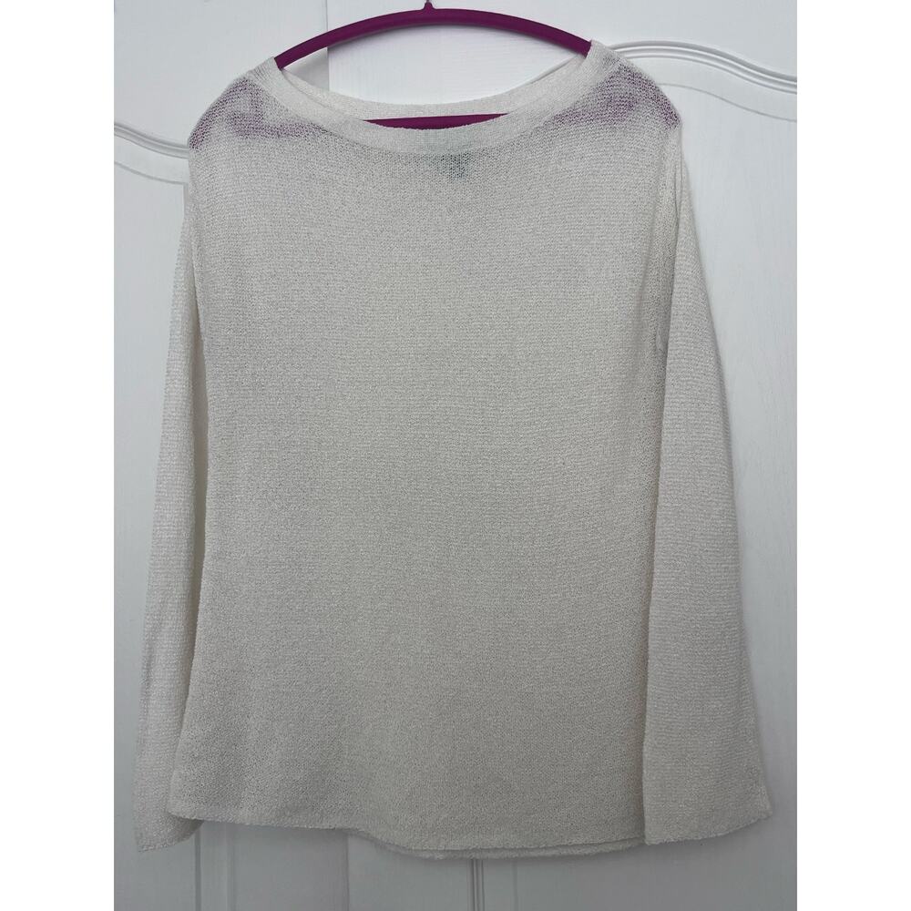 Anthropologie Michael Stars Cream Sweater Wide Neck Delicate Lace Knit Sz L